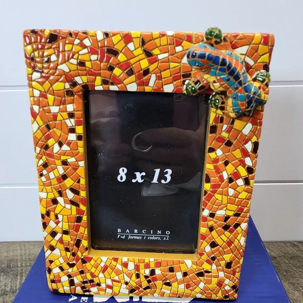 Barcino Designs Colorful Mosaic Gecko Lizard Picture Frame 5.75